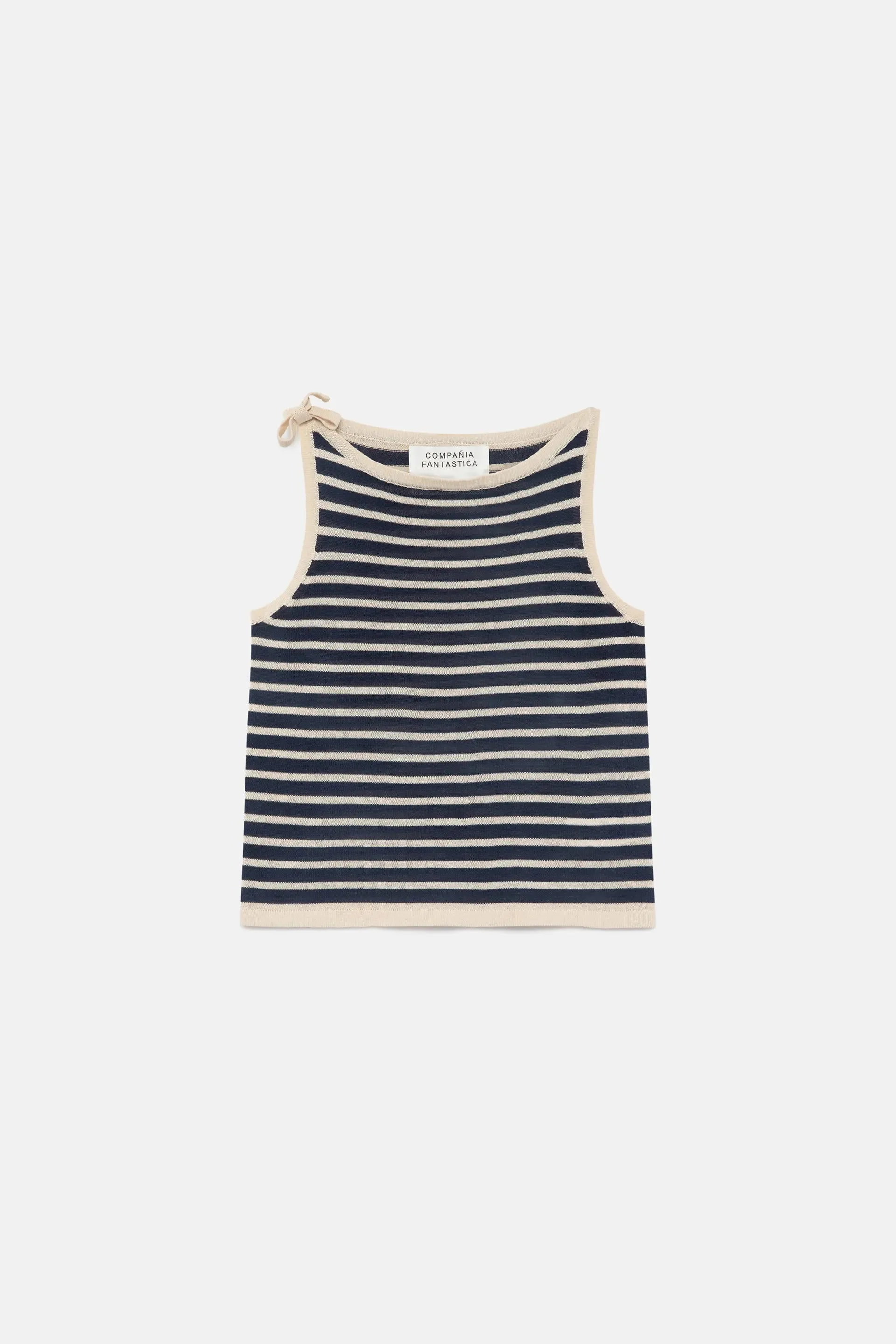 Navy Blue Stripe Knit Top