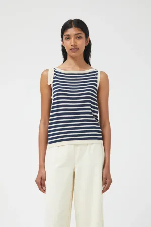 Navy Blue Stripe Knit Top