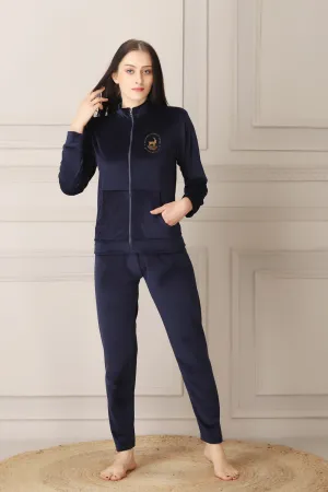 Navy Blue Super Soft Velvet Track suit