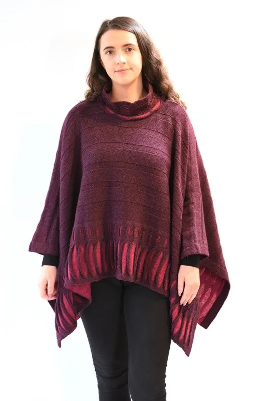 Oceanwave Poncho Sweater - Mulberry - McConnell