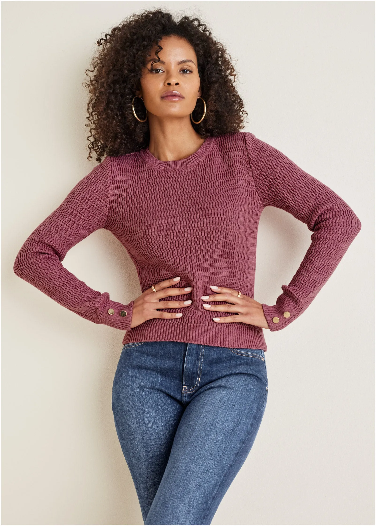 Open Stitch Sweater - Heather Rose