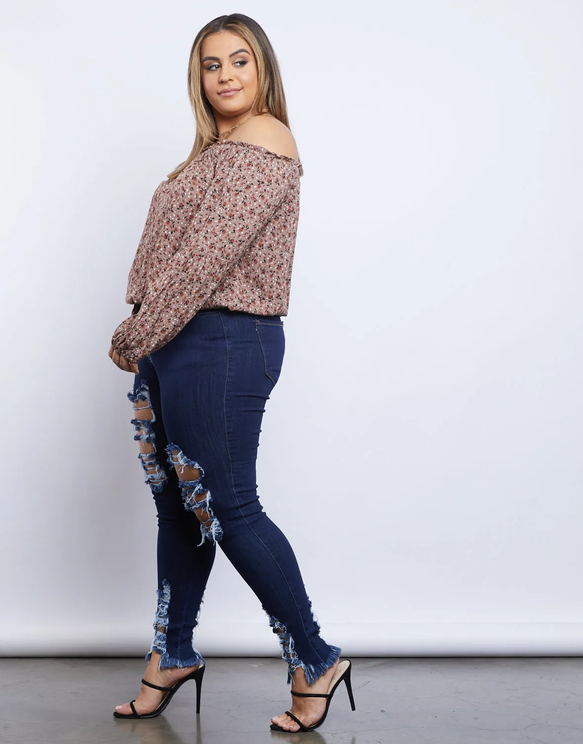 Plus Size Darling Dainty Floral Print Top