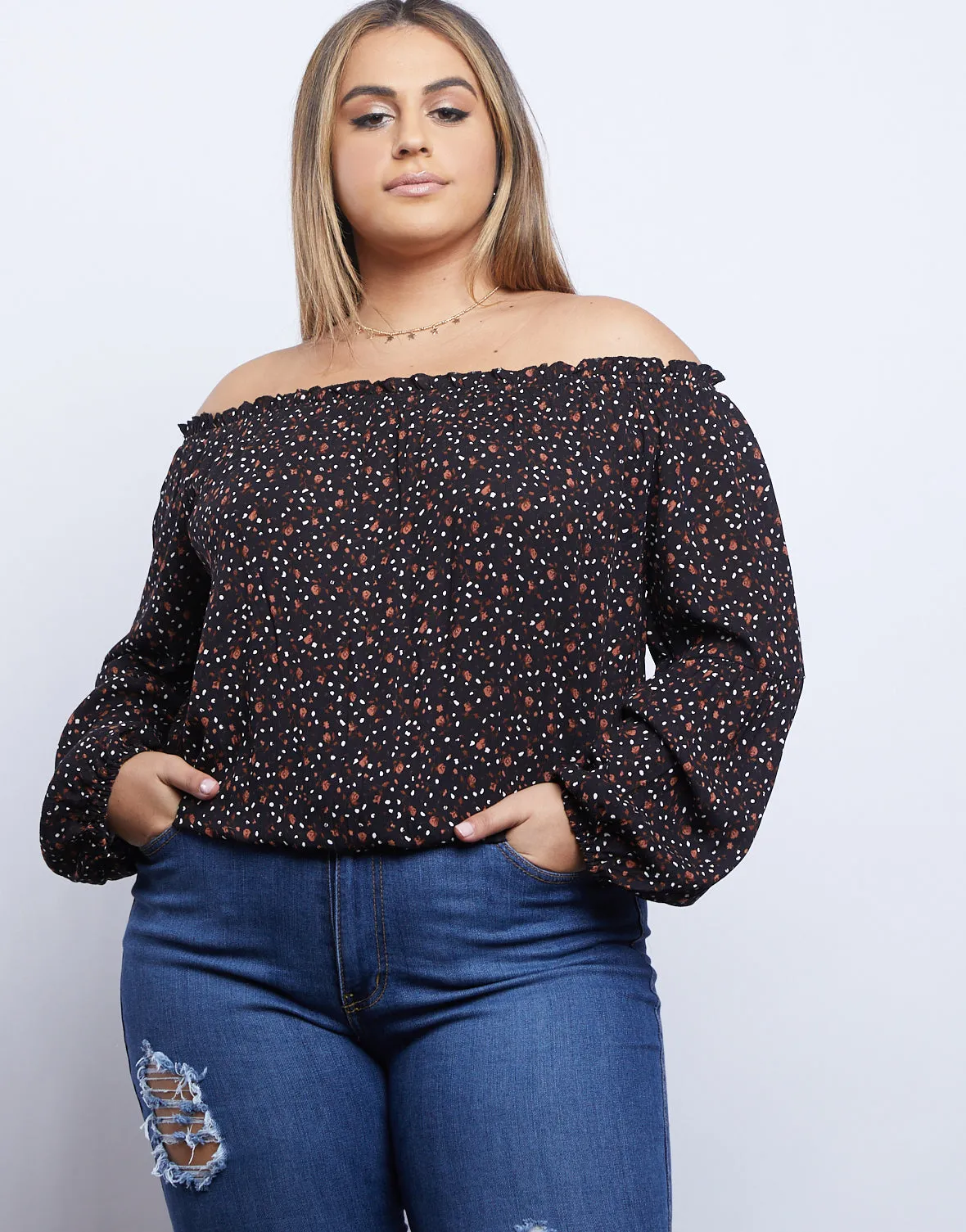 Plus Size Darling Dainty Floral Print Top