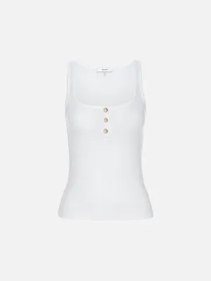 Rib Scoop Button Tank -- White