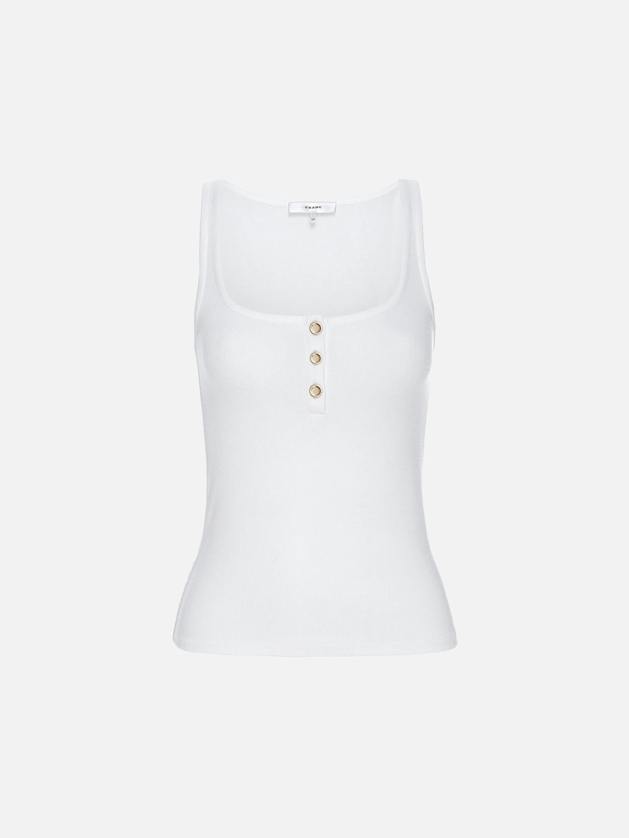 Rib Scoop Button Tank -- White