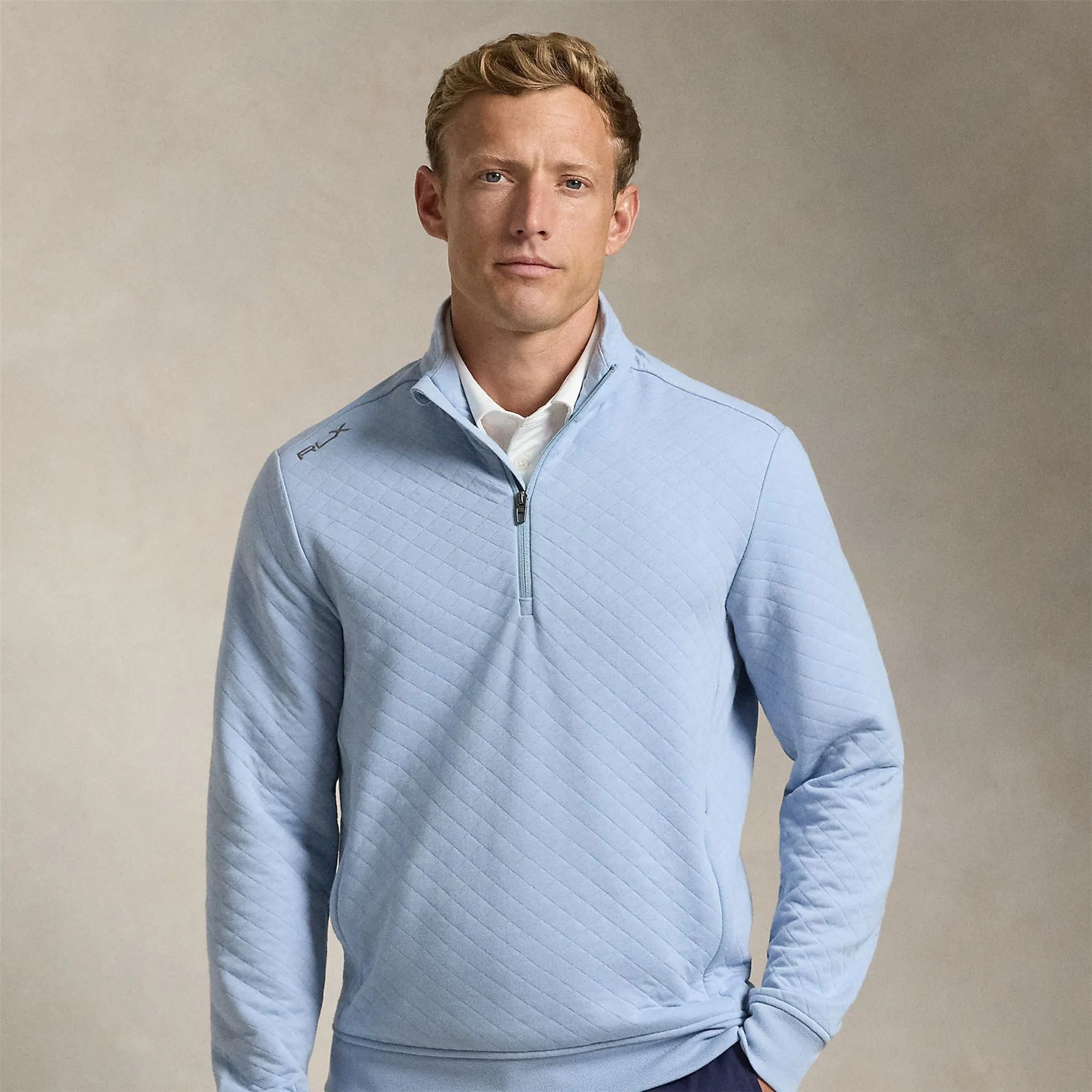 RLX Quilted Double Knit Pullover Estate Blue - 2024