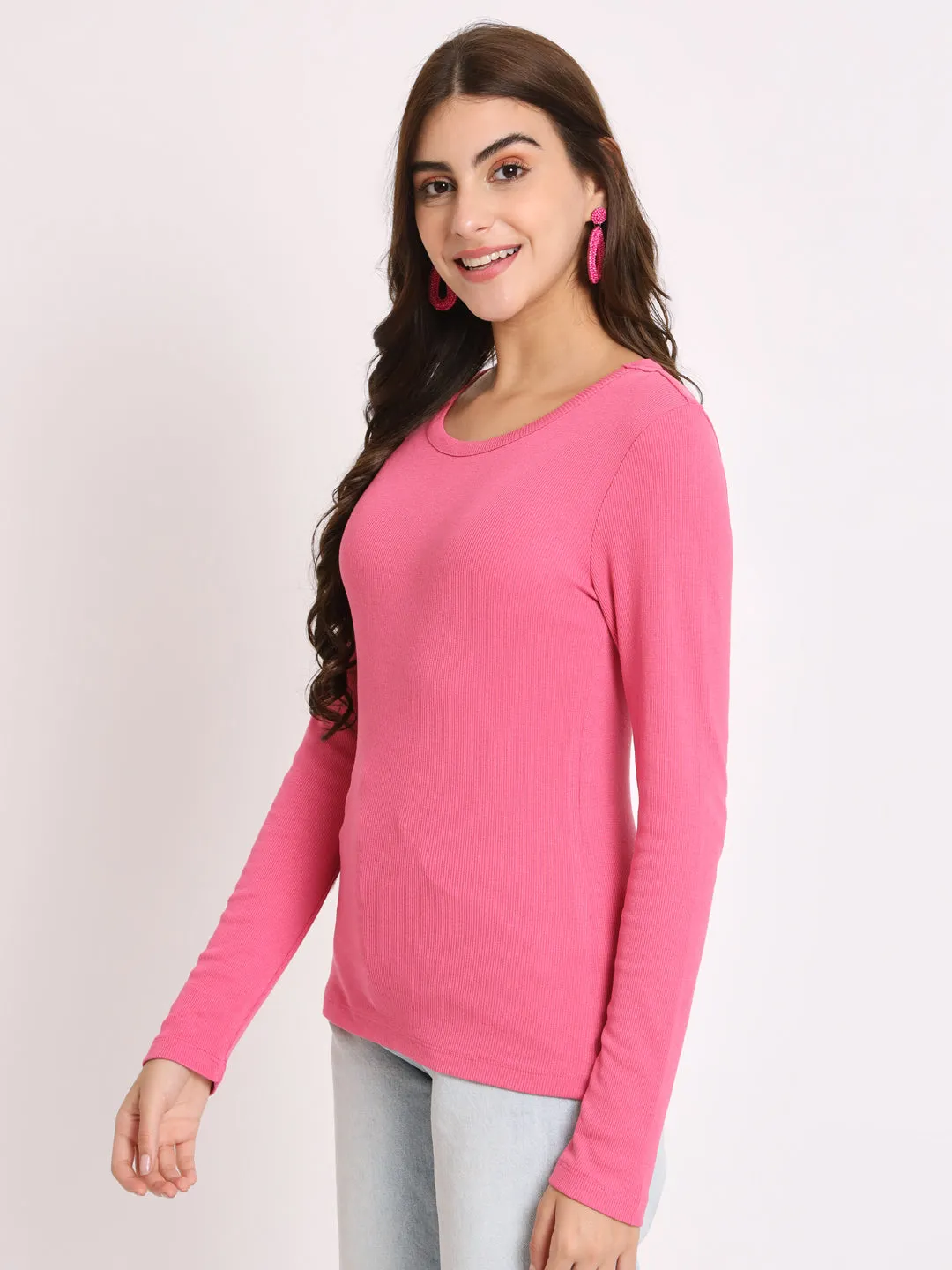 Round Neck Long Sleeves Fitted Top