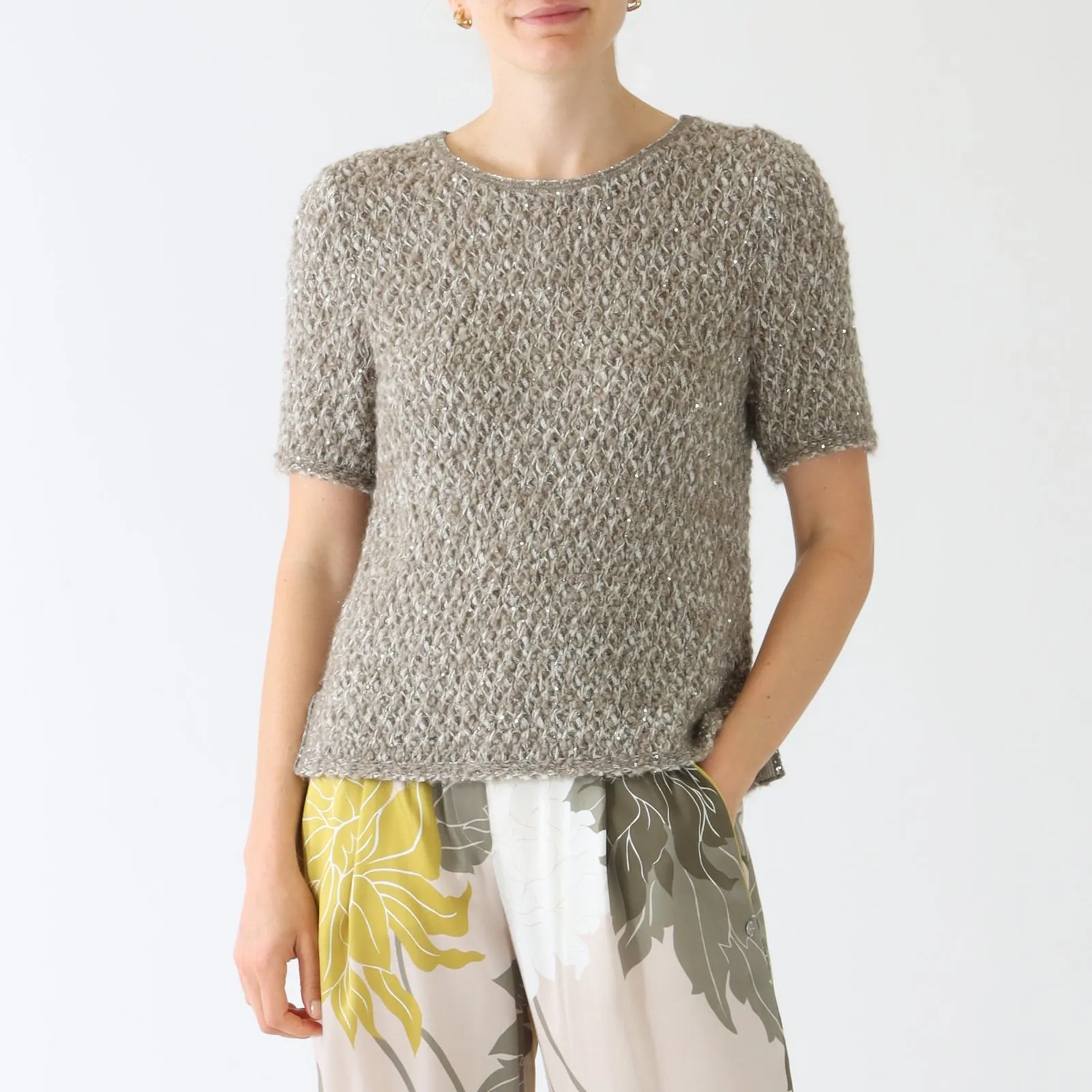 Sage Powder Textured Knit Sweater