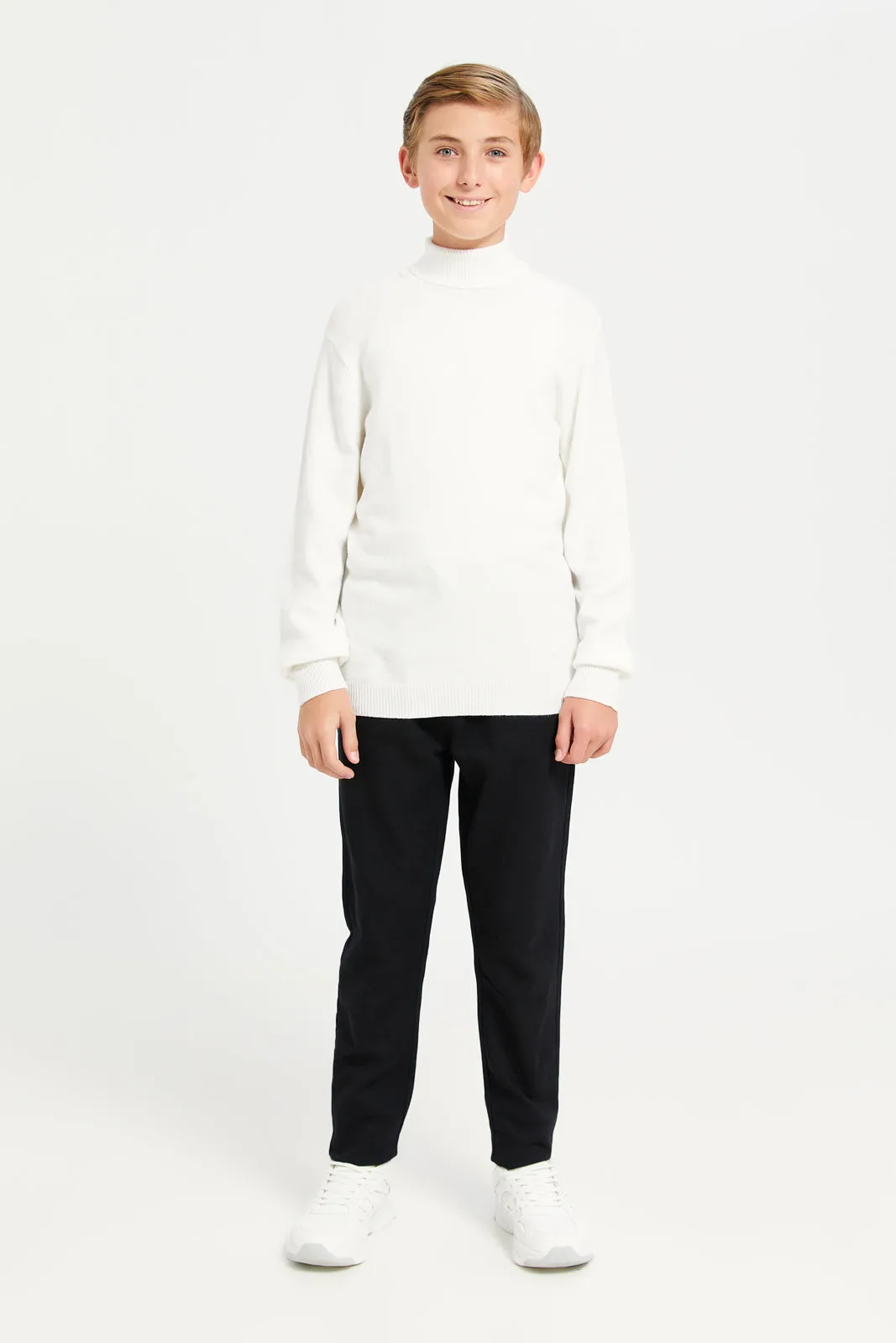 Senior Boys Ivory Turtle Neck Pullover