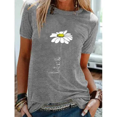 Simple Flower Print T-shirt