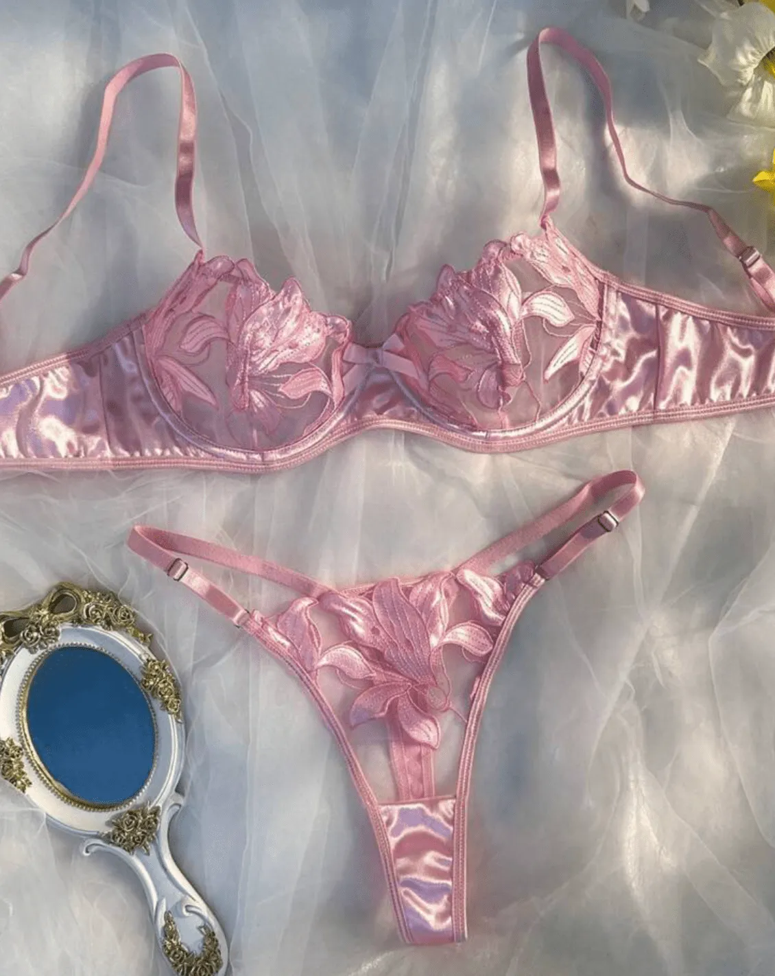 Soft Pink Silk Lingerie Set