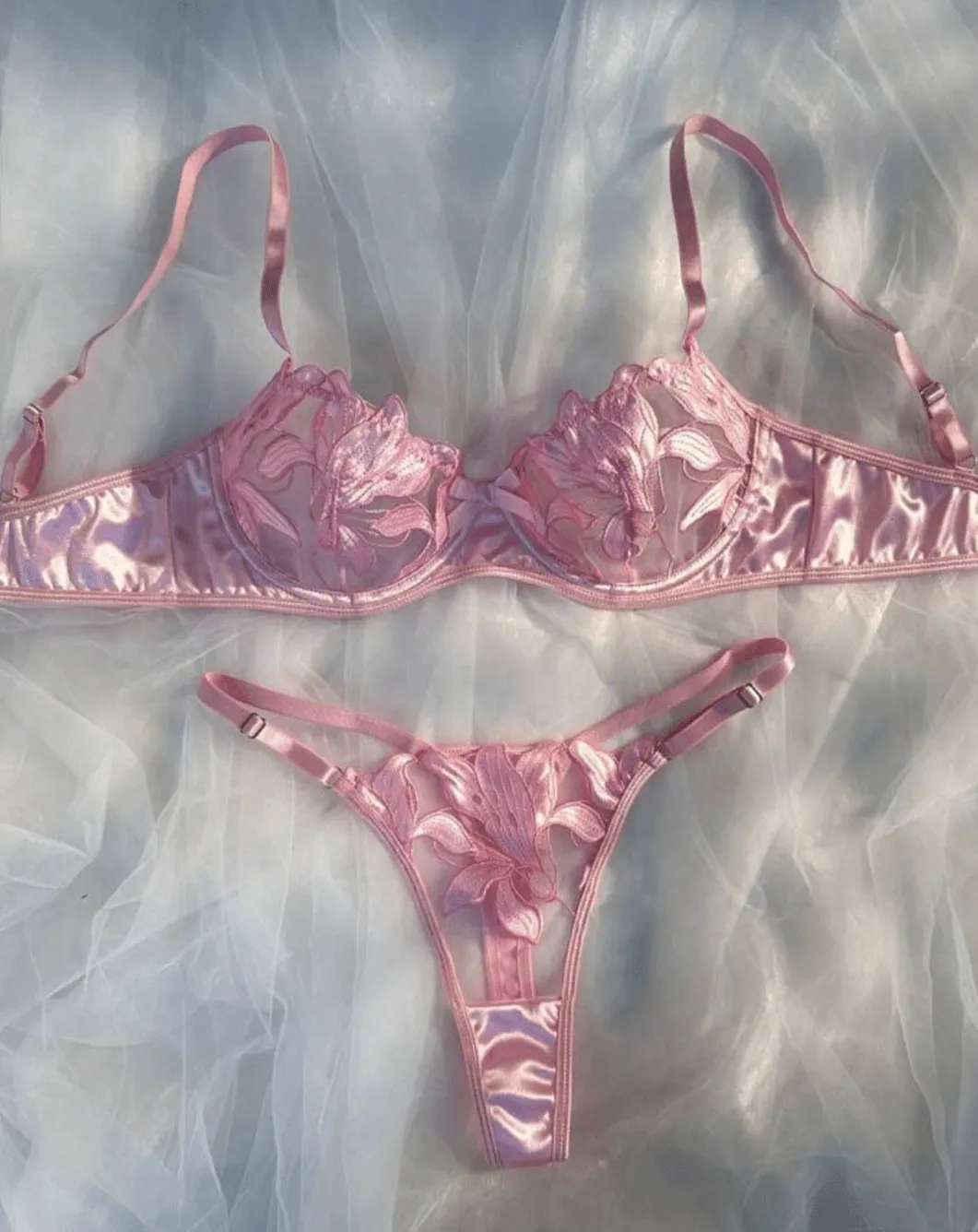 Soft Pink Silk Lingerie Set