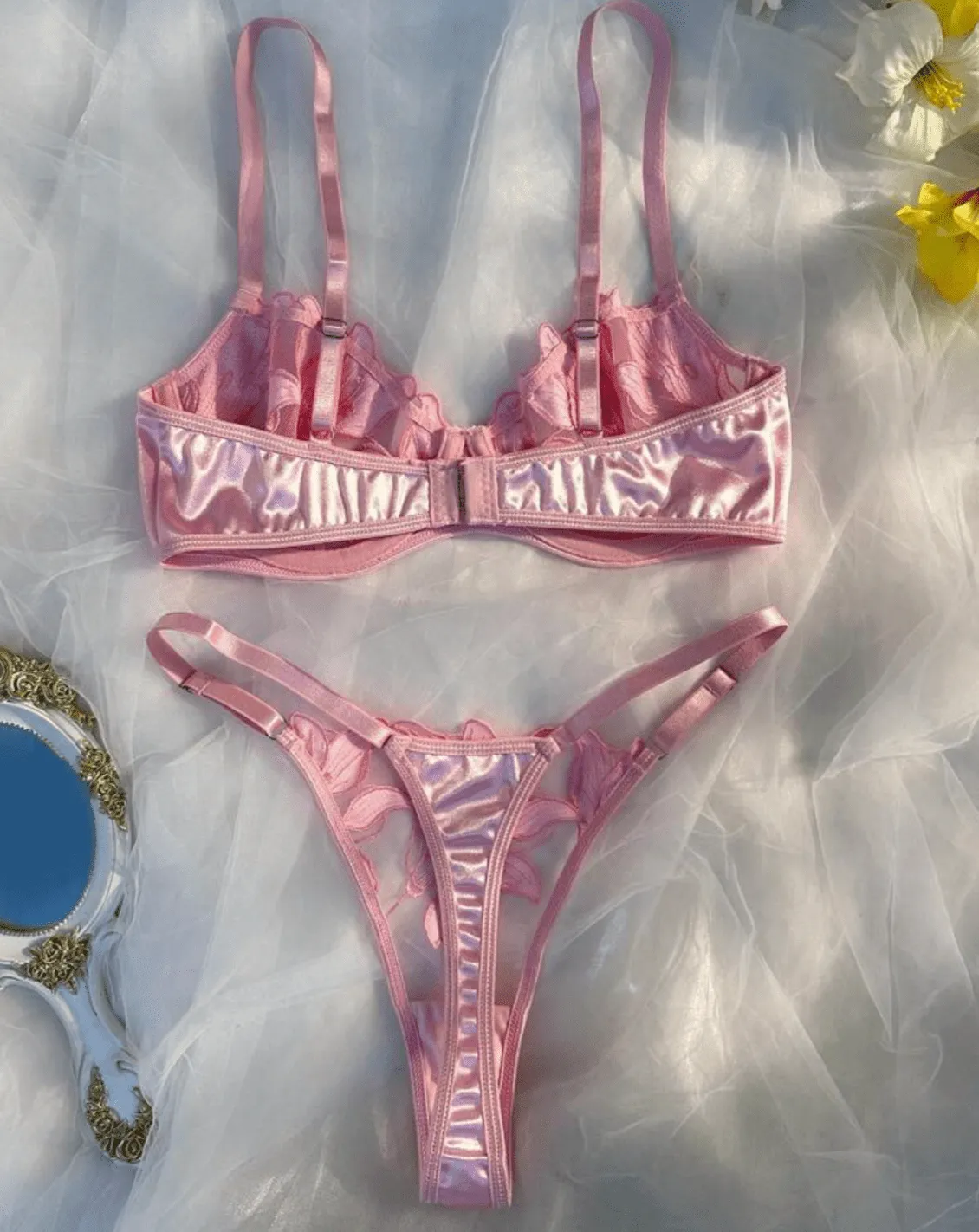 Soft Pink Silk Lingerie Set