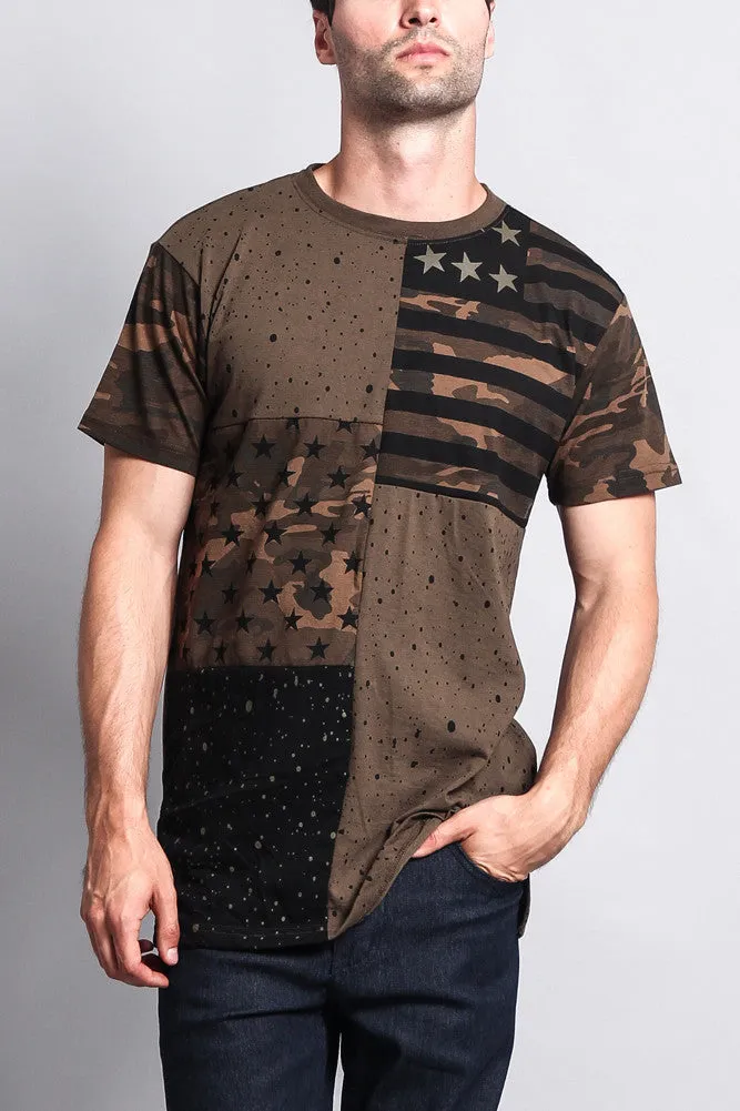 Star Print Block Camo Splatter T-Shirt