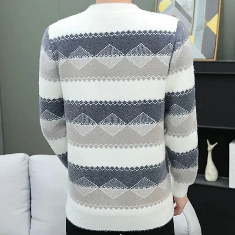 Stripe Geometric Color Contrast Sweater