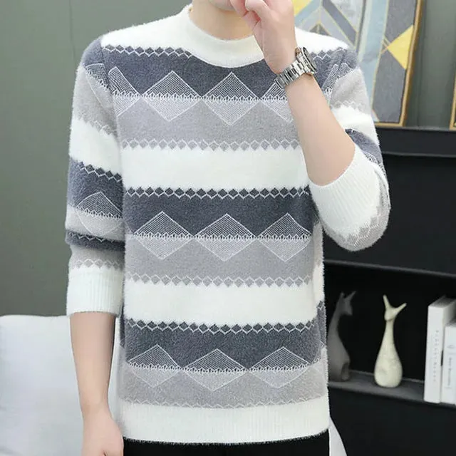 Stripe Geometric Color Contrast Sweater