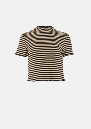 Stripe Ribbed Short Sleeve Top