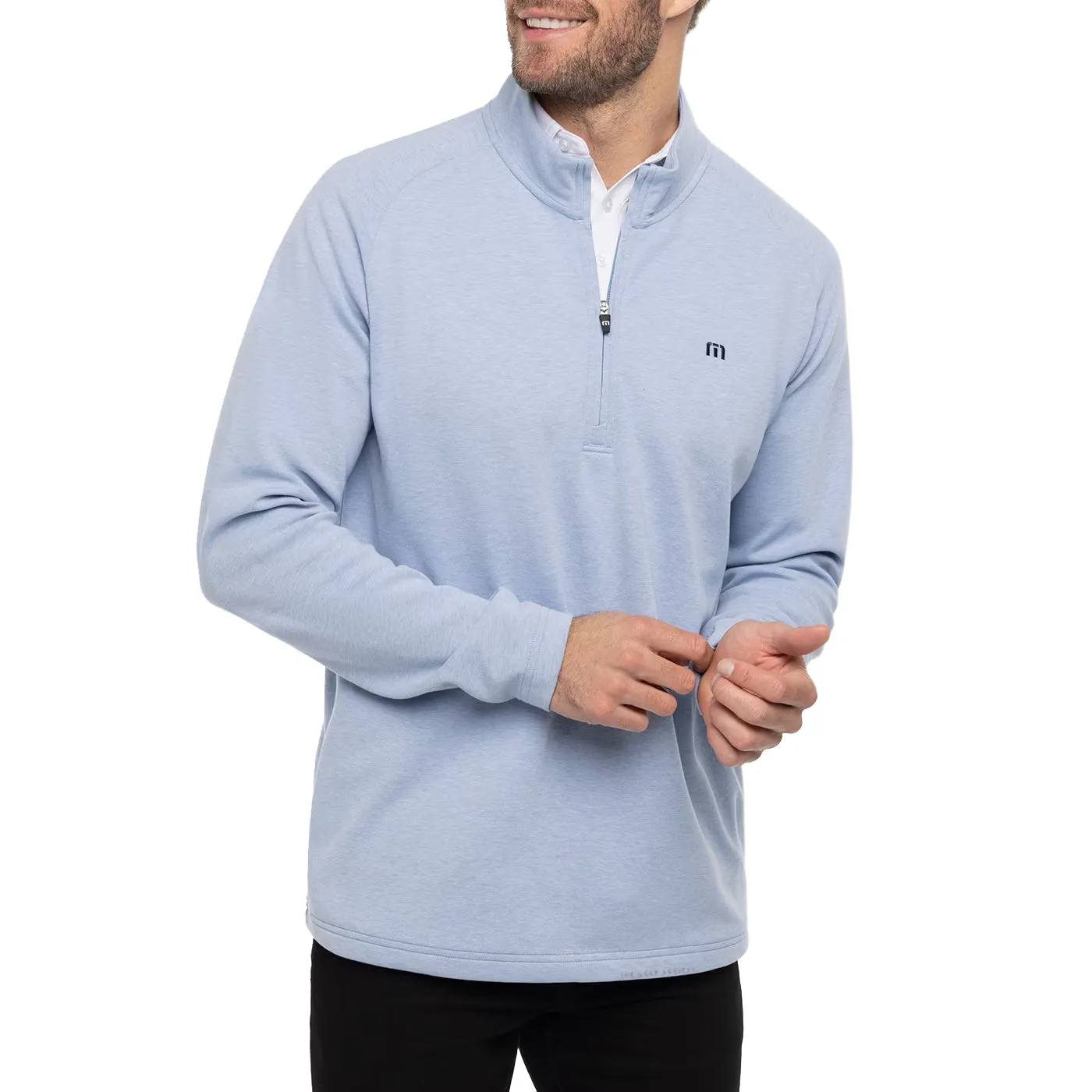 Travis Mathew Upgraded Golf Quarter Zip - Light Blue