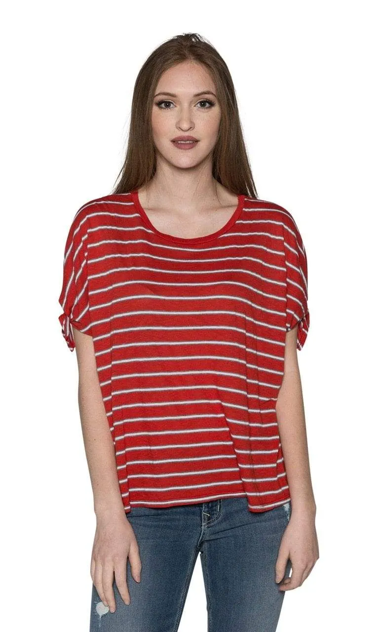 Velvet by Graham & Spencer Crystal Striped Knit Sleeve Top