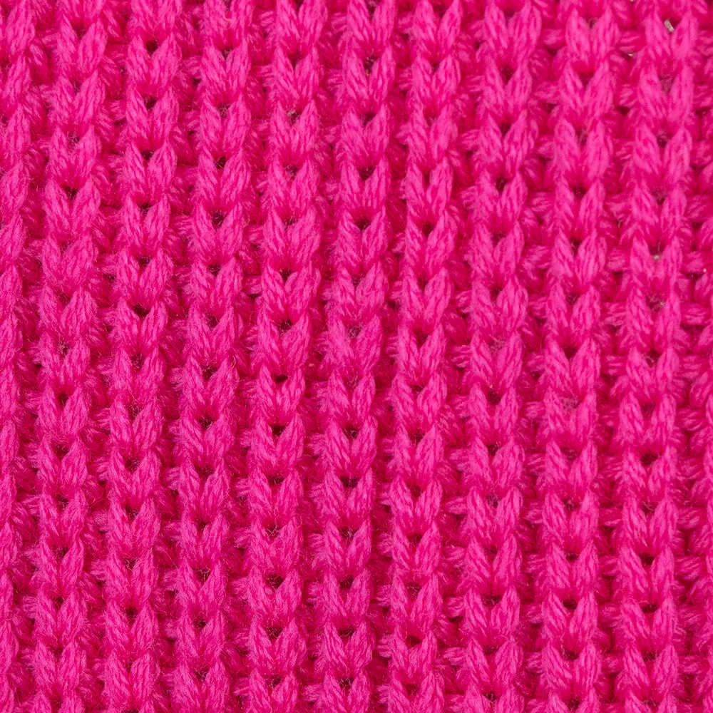 Versace Hot Pink Ribbed Knit Wool Medusa Silver Pin Scarf