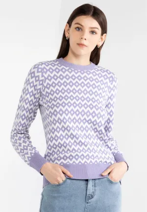 VOIR JEANS Hey Summer Collection: Geometric Pattern Knitted Sweatshirt