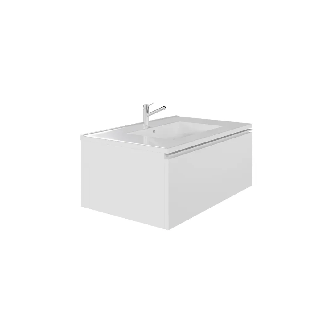 Wall-mount Vanity 32" x 18" 1 Drawer in High Gloss White