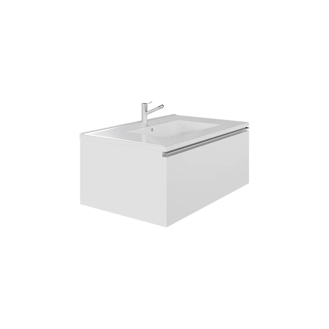 Wall-mount Vanity 32" x 18" 1 Drawer in High Gloss White