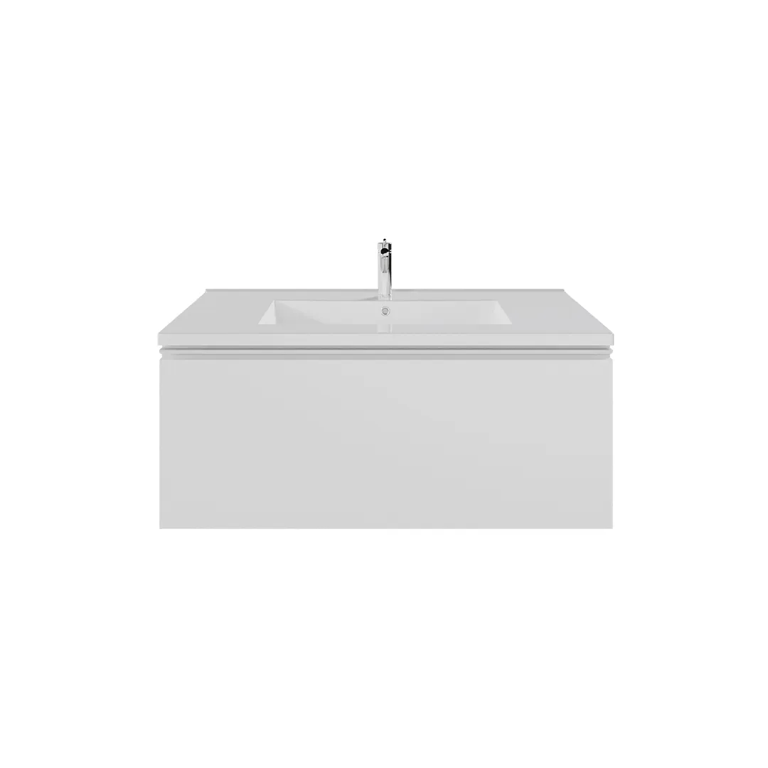 Wall-mount Vanity 32" x 18" 1 Drawer in High Gloss White