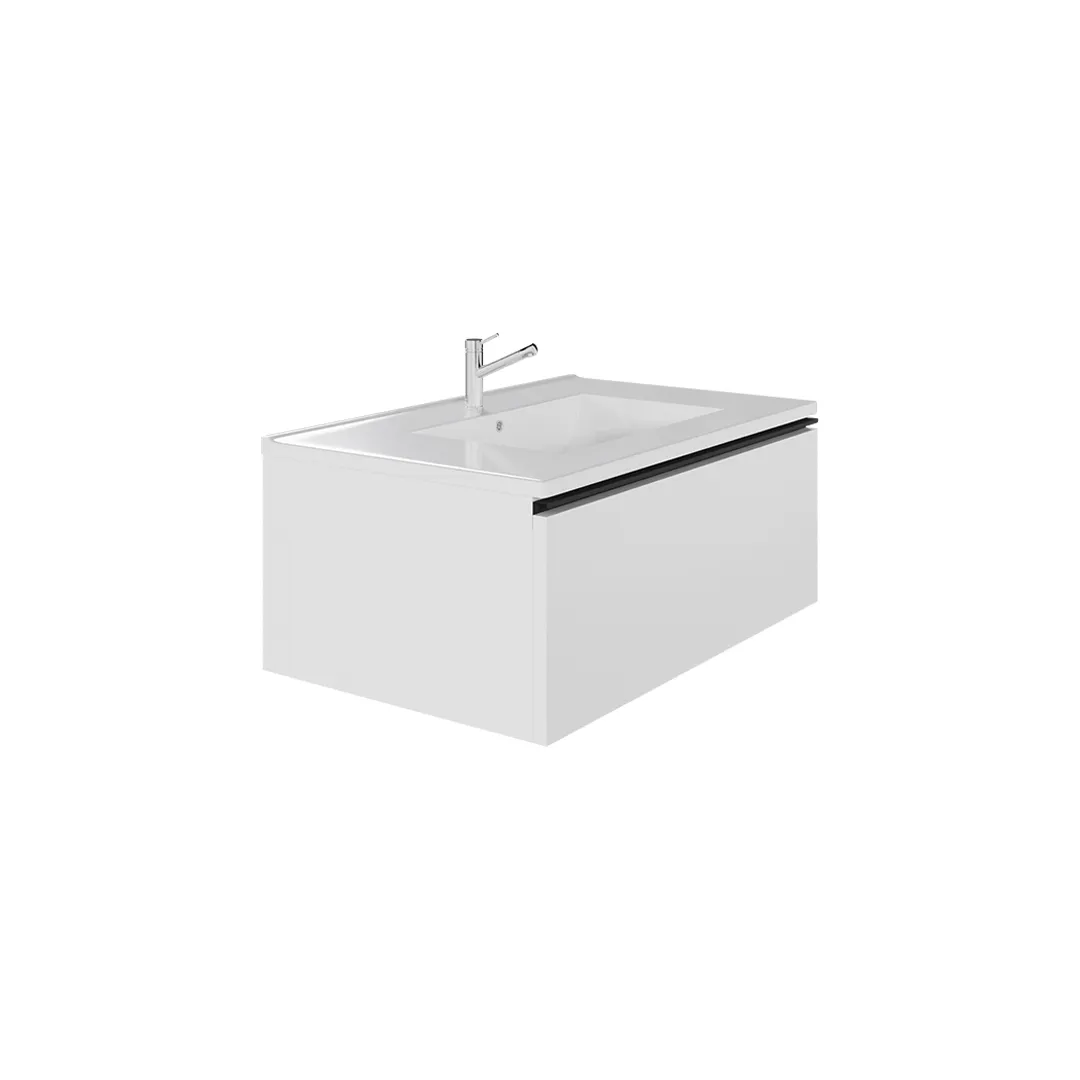 Wall-mount Vanity 32" x 18" 1 Drawer in High Gloss White