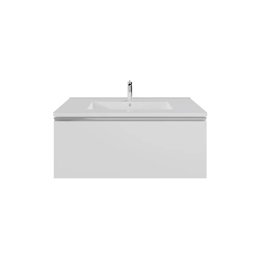 Wall-mount Vanity 32" x 18" 1 Drawer in High Gloss White