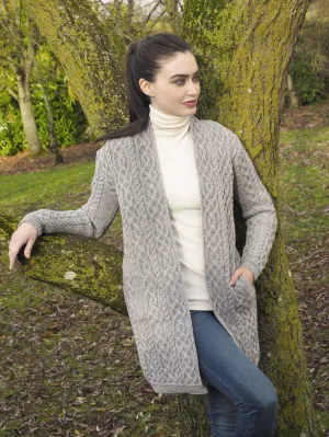 West End Knitwear | Celtic Braid Edge To Edge Sweater Coat | Women's