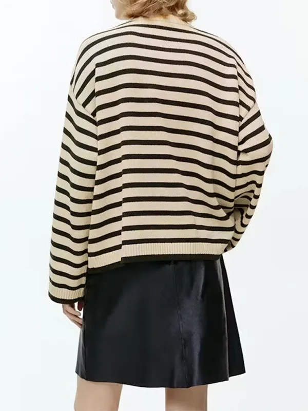 Women's Casual Striped Contrast Color Sweater